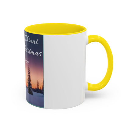 Christmas Peace Accent Mug | 11oz Ceramic Cup with Quote & Sunset