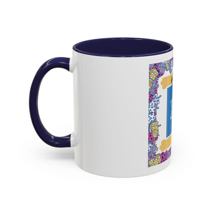 Hanukkah Star of David Accent Coffee Mug — Festive Dreidel Border 11/15oz