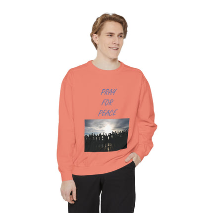 Unisex Pray for Peace Sweatshirt - Garment-Dyed Cozy Wear for Hopeful Souls
