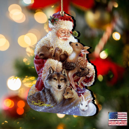 Santa Little Friends Wooden Ornaments by Gelsinger - Christmas Santa Snowman Decor - 8161012-9914-2