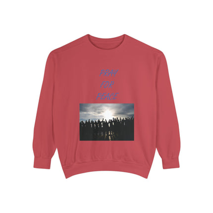 Unisex Pray for Peace Sweatshirt - Garment-Dyed Cozy Wear for Hopeful Souls
