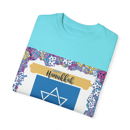 Happy Hanukkah Tee – Unisex Garment-Dyed Shirt for the Festival of Lights