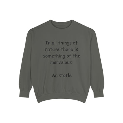 Aristotle Quote Sweatshirt – Unisex Garment-Dyed on Nature & Wonder