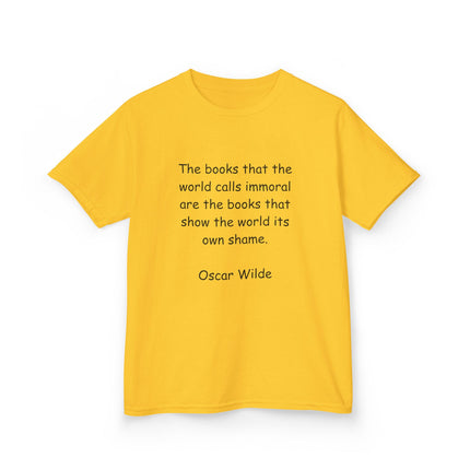 Oscar Wilde Kids Tee – “Books & Shame” Quote – Heavy Cotton T-Shirt