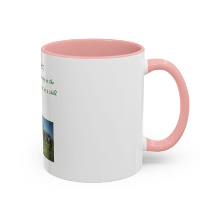 Flower Child Coffee Mug — 'Flower Child' Photo Mug with Green Script (11/15 oz)