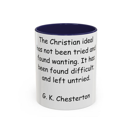 Inspirational Accent Coffee Mug – G.K. Chesterton Quote, 11oz