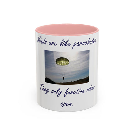 Parachute Quote Accent Mug – 11oz Ceramic Cup for Open Minds