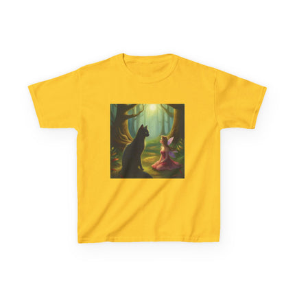 Kids Tee — Fairy Princess and Cat Forest Illustration