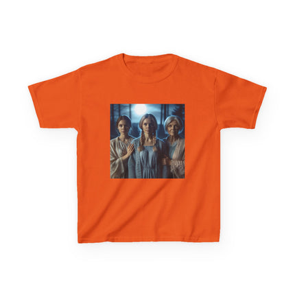 Triple Goddess Kids Tee – Mystical Sisters Graphic Cotton Shirt
