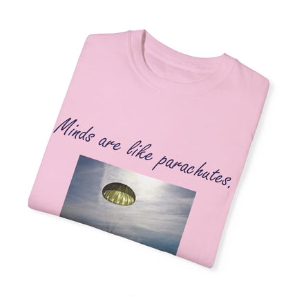 Open Mind Quote Tee – Unisex Garment-Dyed Shirt on Curiosity