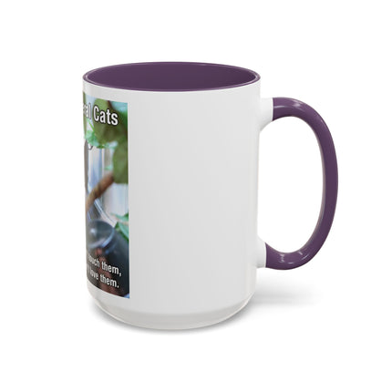 Be Kind to Feral Cats Accent Coffee Mug — Animal Rescue Cat Lover Gift (11/15oz)