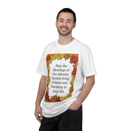 Autumn Equinox Blessings T-Shirt — Fall Leaves Balance & Harmony Tee
