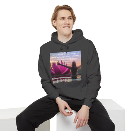 Hoodie — "Knock on the Door to My Soul" Lotus Woman Peace & Rock 'n' Roll Quote