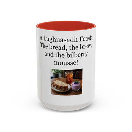 Lughnasadh Feast Mug — "The bread, the brew, and the bilberry mousse!" Accent Coffee Cup