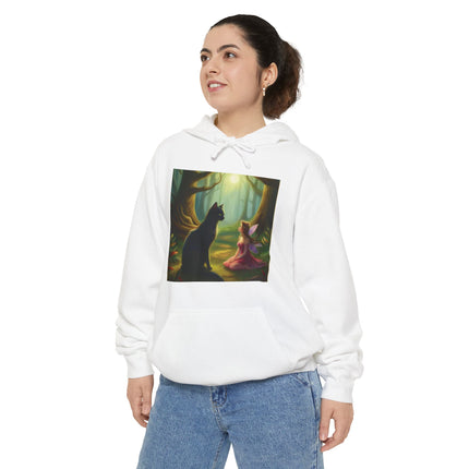 Magical Forest Fairy & Black Cat Hoodie — Enchanted Dusk Art