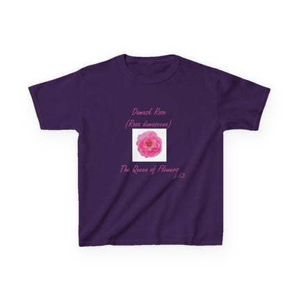 Kids Heavy Cotton Tee – Damask Rose Floral Design