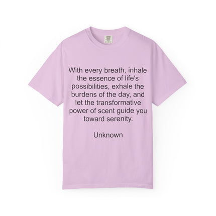 Breath & Serenity Quote T-Shirt — "With every breath..." Inspirational Tee