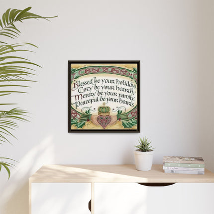 Framed Holiday Blessing Matte Canvas — "Blessed be your holidays" Celtic Wall Art