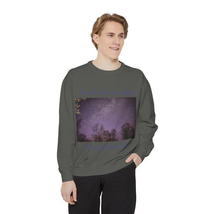 Inspirational Night Sky Sweatshirt - 'I Have Loved the Stars Too Fondly'