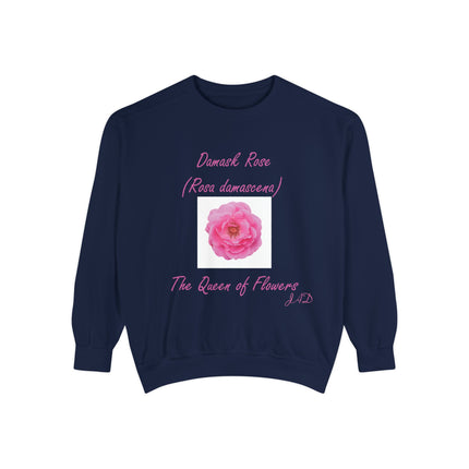 Unisex Floral Sweatshirt - Damask Rose Design - The Queen of Flowers