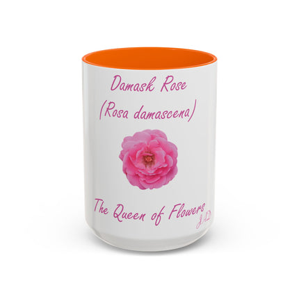 Floral 15oz Accent Mug - Damask Rose Design - The Queen of Flower