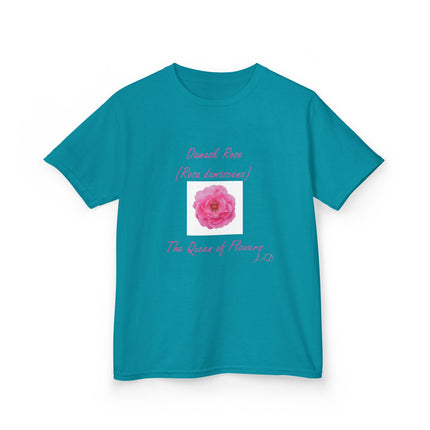 Kids Heavy Cotton Tee – Damask Rose Floral Design