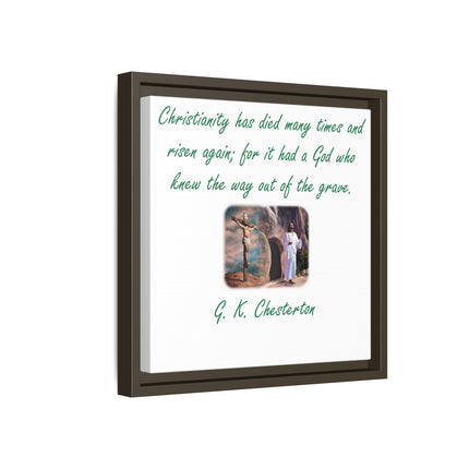 Framed Canvas Wall Art — G.K. Chesterton Easter Quote with Resurrection Image