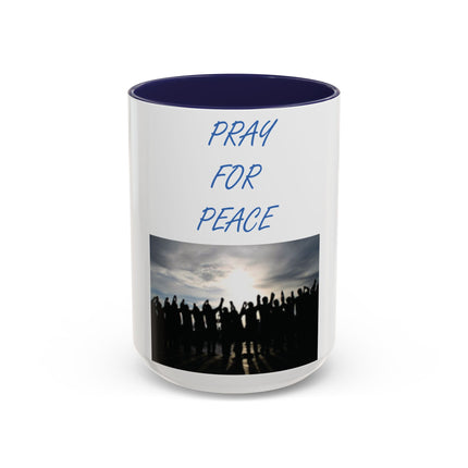 Ceramic Mug – “Pray for Peace” Message – 15oz Accent