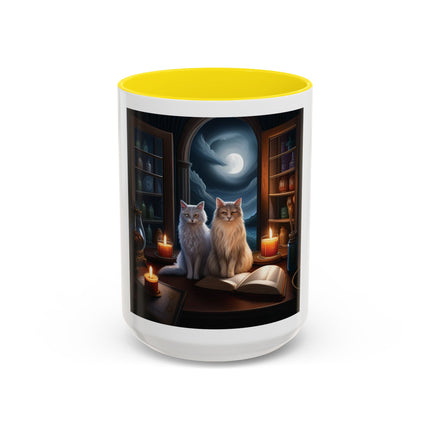 Moonlit Witch Cats Coffee Mug — Gothic Cat Magic Tea Cup (11/15oz)