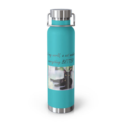 Cat Lover's 22oz Copper Vacuum Insulated Bottle - Inspirational Pet Design