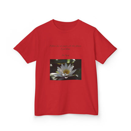 Inspirational Kids Tee – “A Flower Just Blooms” Nature Graphic Shirt