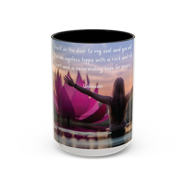 Ageless Hippie Soul Mug | 15oz Accent Cup with Peaceful Watercolor