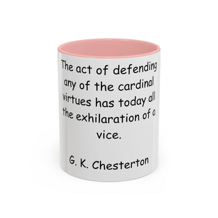 Defend Virtue Mug – 11oz Accent Ceramic | G.K. Chesterton Quote