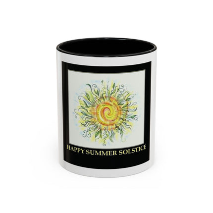 Happy Summer Solstice Coffee Mug — Sun Illustration Accent Mug (11/15oz)