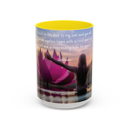 Ageless Hippie Soul Mug | 15oz Accent Cup with Peaceful Watercolor