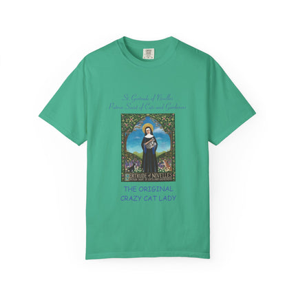 Unisex Crazy Cat Lady T-Shirt - Saint Gertrude of Nivelles Design