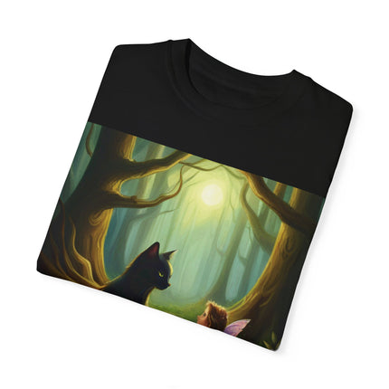 Whimsical Fairy & Cat Tee – Nature-Inspired Unisex Graphic Shirt