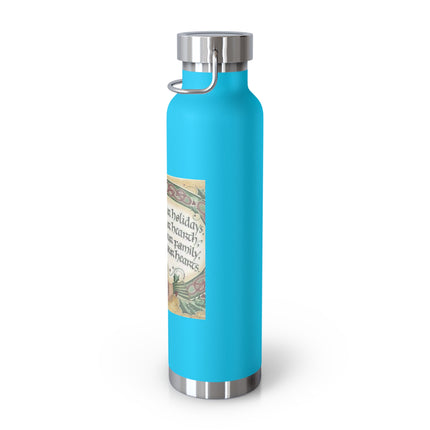 Inspirational Copper Insulated Water Bottle - 22oz with Blessing Design