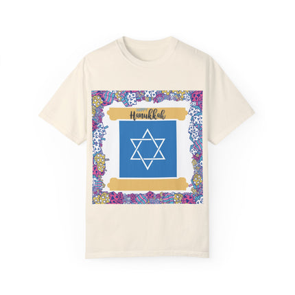 Happy Hanukkah Tee – Unisex Garment-Dyed Shirt for the Festival of Lights