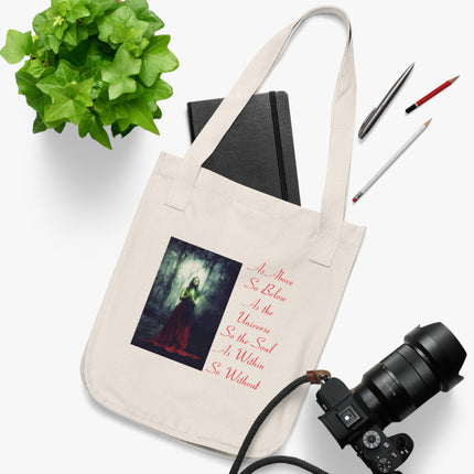 Wisdom Floral Organic Canvas Tote Bag - As Above, So Below Design