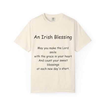 Unisex Garment-Dyed T-Shirt with Irish Blessing | Inspirational Quote Tee for Everyday Wear