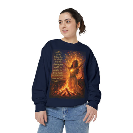 Bonfire Witch Sweatshirt — "As the Beltane fire burns bright" Pagan Festival Crewneck