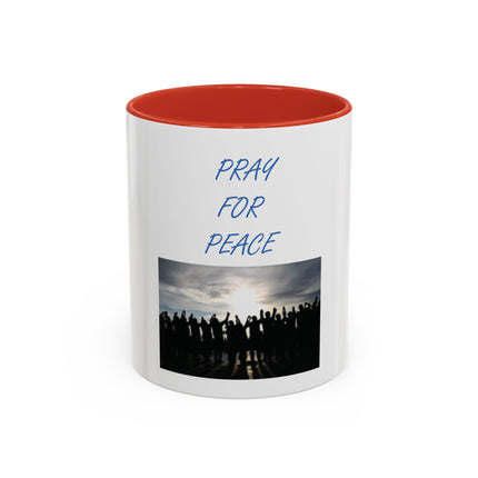 Pray for Peace Accent Coffee Mug — Inspirational Religious Prayer Mug (11/15oz)