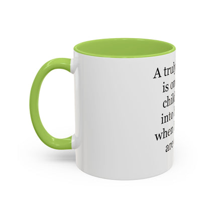 Accent Coffee Mug — "A Truly Rich Man" Inspirational Family Quote Mug