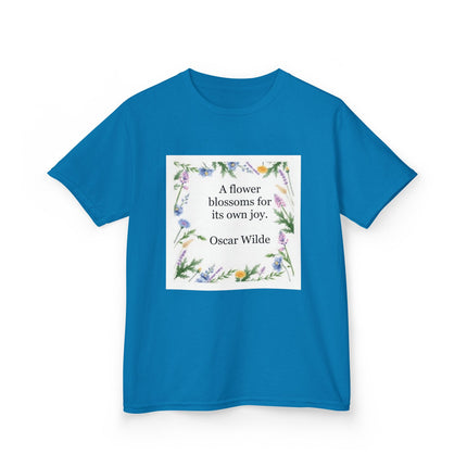 Kids T‑Shirt — "A flower blossoms for its own joy" Oscar Wilde Floral Quote
