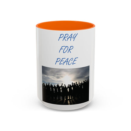 Ceramic Mug – “Pray for Peace” Message – 15oz Accent