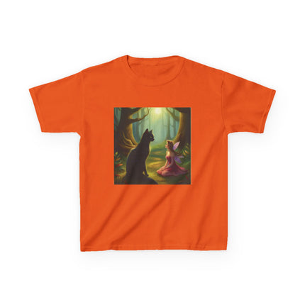 Kids Tee — Fairy Princess and Cat Forest Illustration