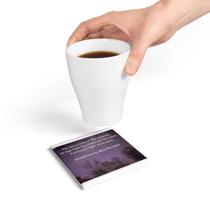 Inspirational Ceramic Coaster - Desiderata Quote for Serenity and Motivation