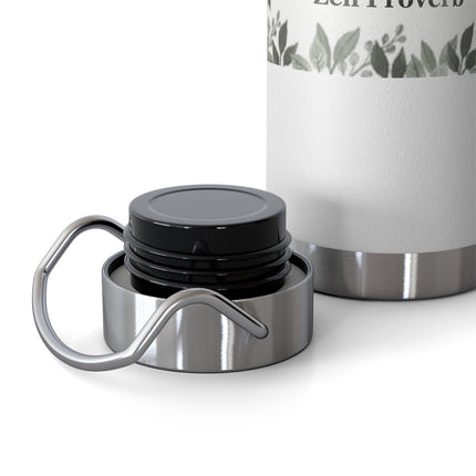 Zen Proverb 22oz Vacuum Water Bottle — Insulated Copper-Style Bottle with Leaf Border