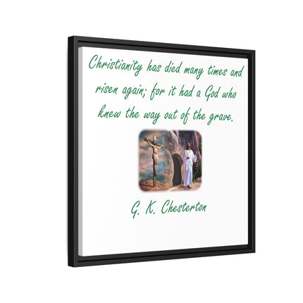 Framed Canvas Wall Art — G.K. Chesterton Easter Quote with Resurrection Image